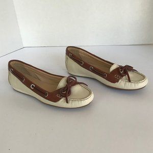 Cole Haan cream and brown color loafers, sz 6